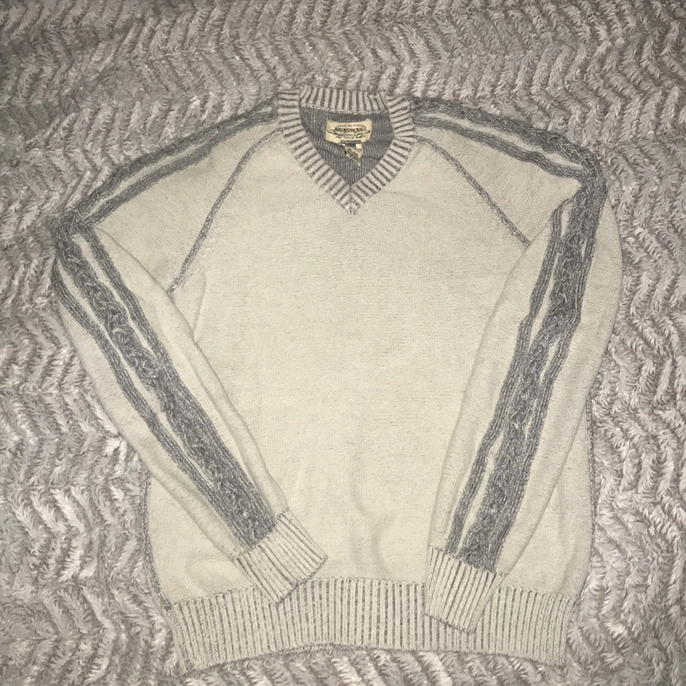 American Rag Cream and Grey Cable Knit Sweater